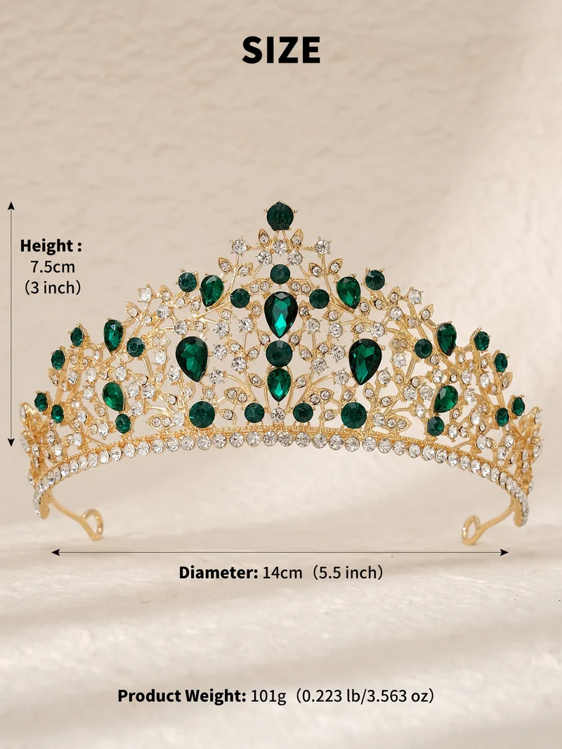 European and American All-match Bride Wedding Hair Accessories Light Luxury Full Diamond Birthday Party Crown Baroque Vintage Rhinestone Crown