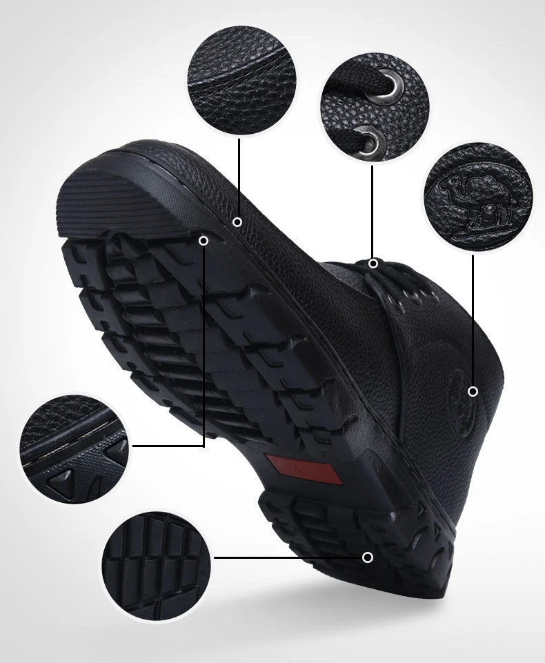 [Wool lining] Winter cotton shoes men's middle-aged and elderly casual leather shoes fleece-lined thick warm cold-proof dad shoes