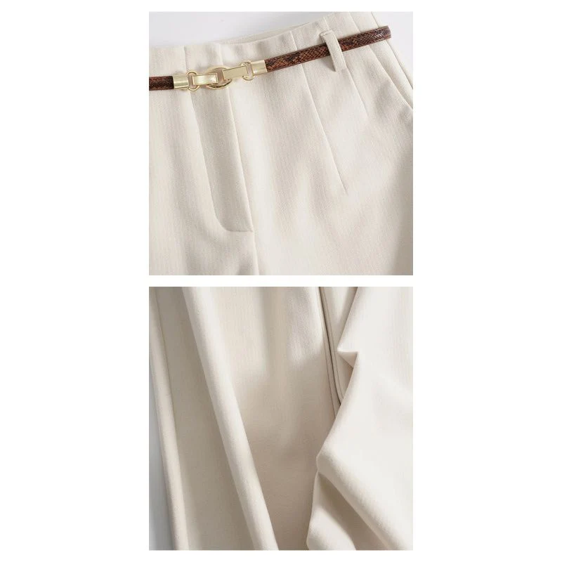 Lazy Style Woolen Pants for Women, New Autumn and Winter Wide-Leg Pants, Long Straight-Leg Pants, Thickened Woolen Casual Pants for Women