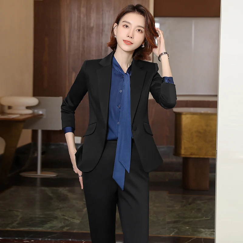 2023 autumn and winter professional style suit female manager professional attire temperament goddess fan sense suit suit pink small suit