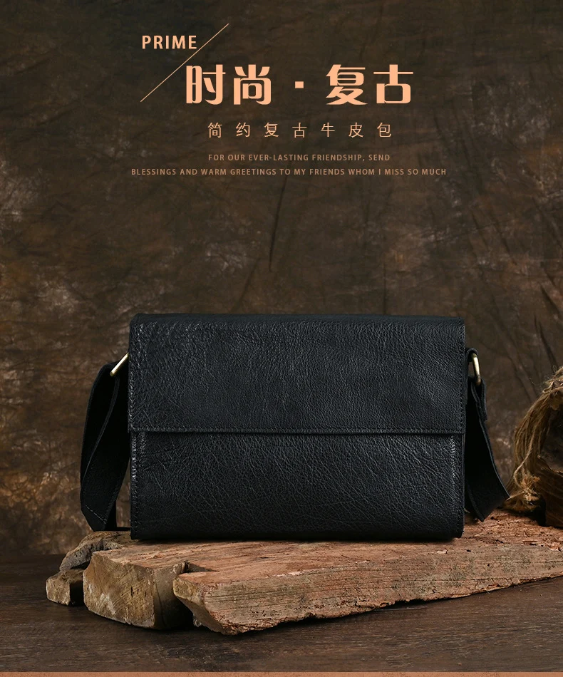 Ancient Trendy Guest Genuine Leather Men's Bag Single Shoulder Crossbody Bag Handmade Cowhide Backpack Simple Small Bag Crazy Horse Leather Men's Bag