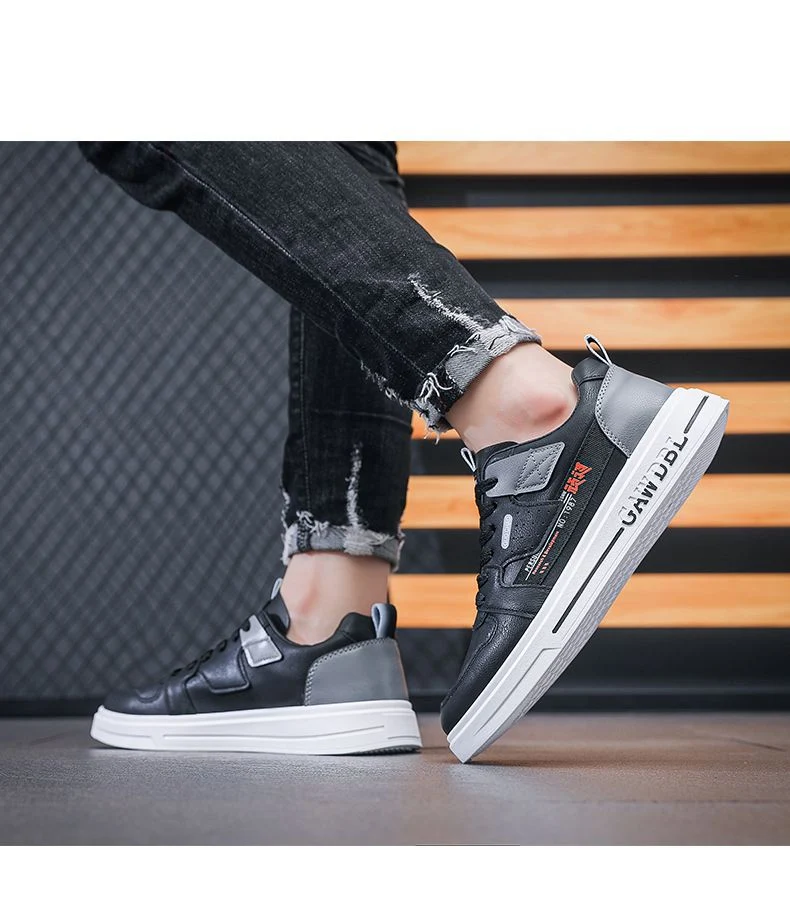 Men's Shoes Korean Style Trendy All-match Trendy Shoes Sports Winter 2023 New White Shoes Skate Shoes Waterproof Casual Leather Shoes