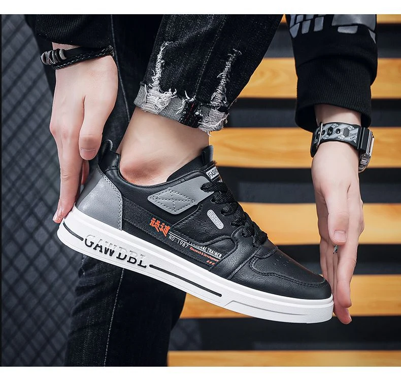 Men's Shoes Korean Style Trendy All-match Trendy Shoes Sports Winter 2023 New White Shoes Skate Shoes Waterproof Casual Leather Shoes