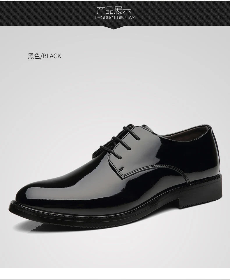 Men's Business Formal Wear Genuine Leather Black Patent Leather Shoes Men's Trendy Shoes for Work Spring and Autumn Korean Style British Pointed Toe Men's Shoes
