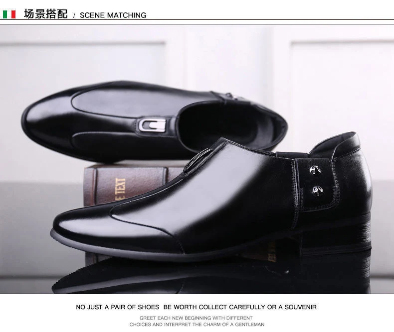 Men's Business Formal Wear Genuine Leather Black Patent Leather Shoes Men's Trendy Shoes for Work Spring and Autumn Korean Style British Pointed Toe Men's Shoes