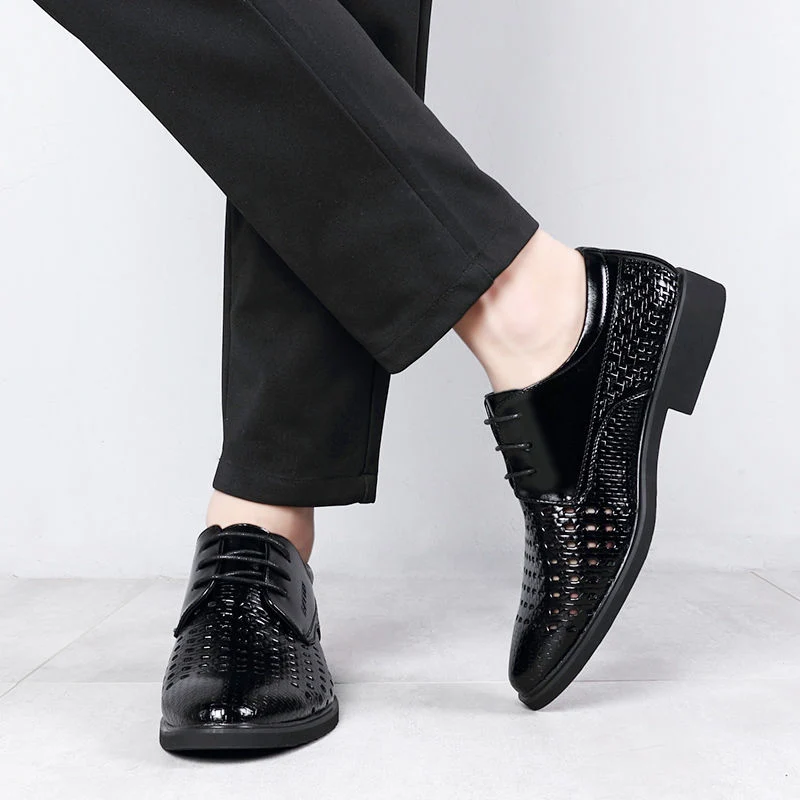 Ba Totem Summer Men's Shoes Genuine Leather Hollow Breathable Leather Shoes Men's Shoes Men's Korean Fashionable Business Dress Shoes Men's