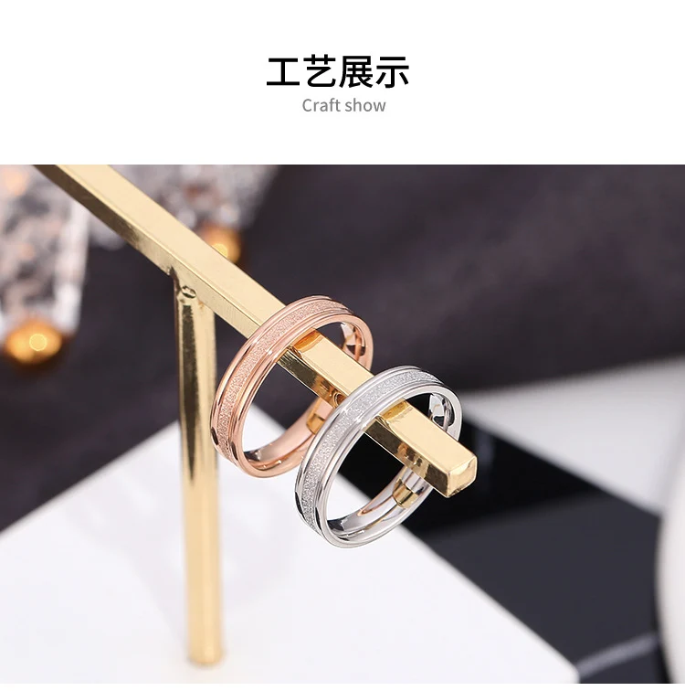 European and American Hot Titanium Steel Full Diamond Zircon Ring 18k Rose Gold Index Finger Couple Ring Ins Simple Trendy Jewelry for Women
