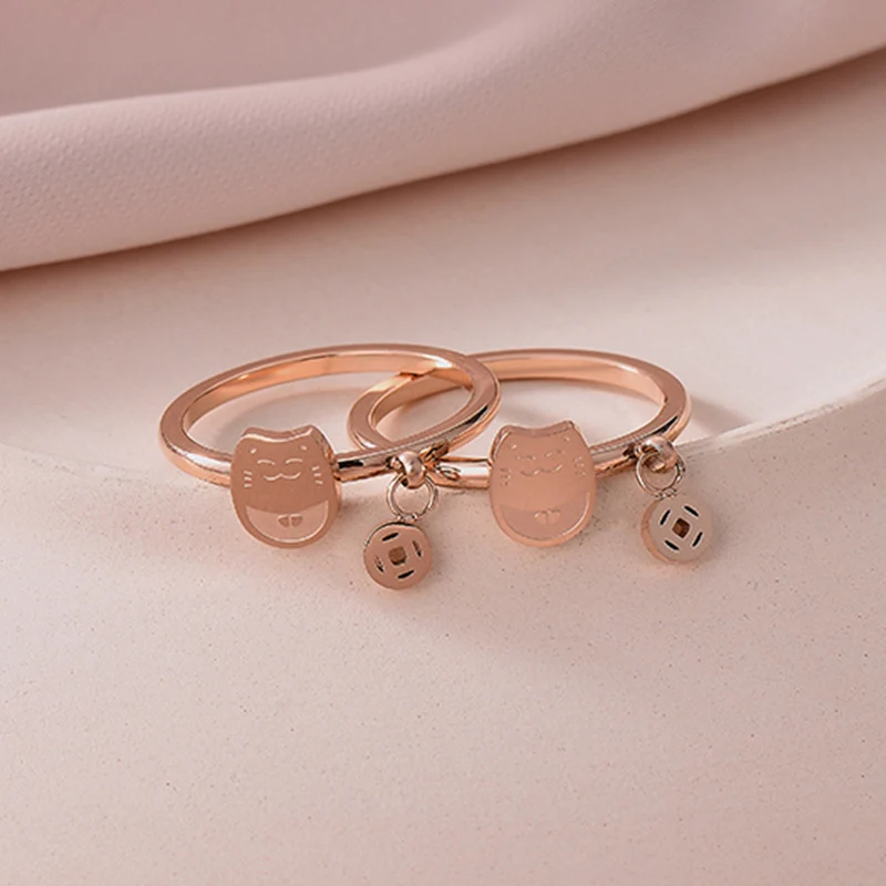 European and American Hot Titanium Steel Full Diamond Zircon Ring 18k Rose Gold Index Finger Couple Ring Ins Simple Trendy Jewelry for Women