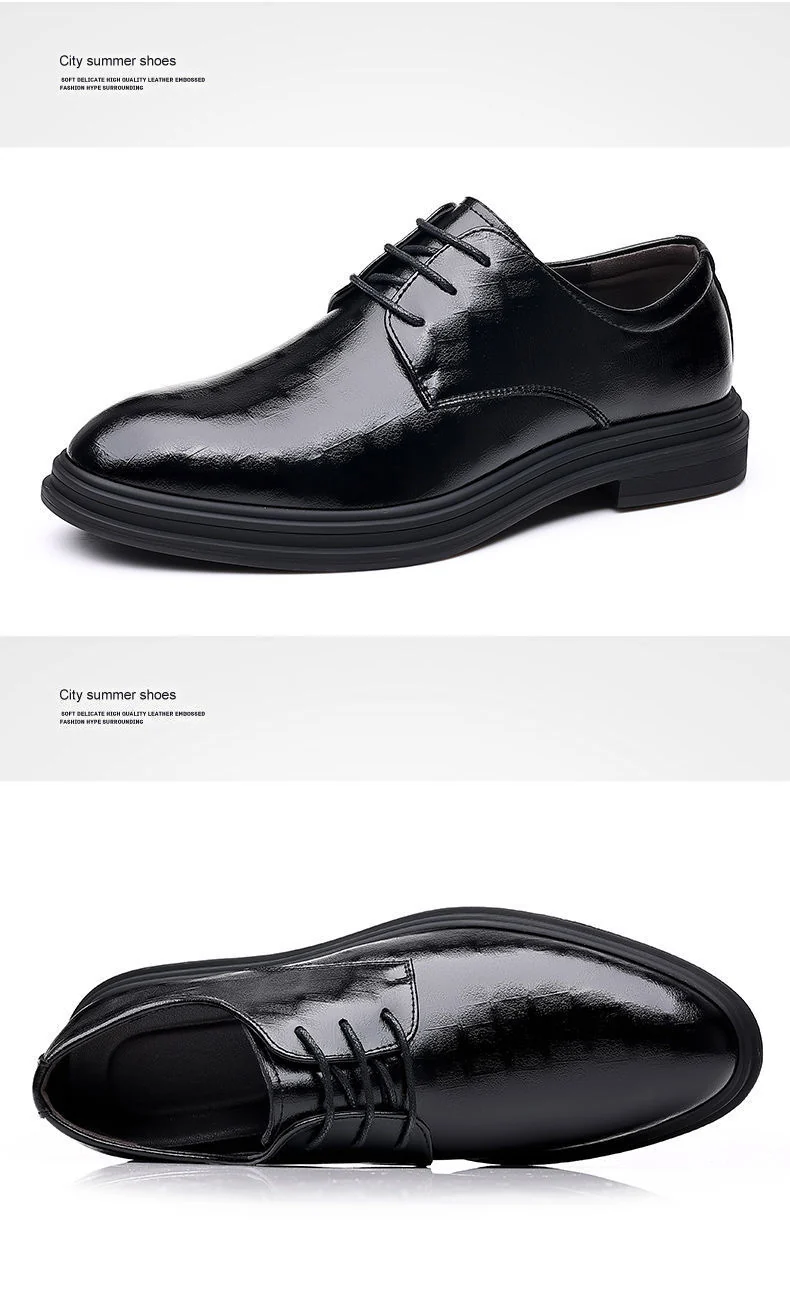 [Real soft leather] men's lace-up business formal wear high-end soft soft leather men's shoes high non-slip wear-resistant casual leather shoes
