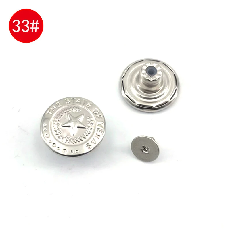 Wholesale In-Stock Waist-Cinching Button-Free Detachable Jeans Buttons, Eco-Friendly Buttons, Screw Metal I-Shaped Buckles