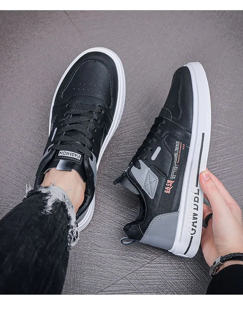 Men's Shoes Korean Style Trendy All-match Trendy Shoes Sports Winter 2023 New White Shoes Skate Shoes Waterproof Casual Leather Shoes