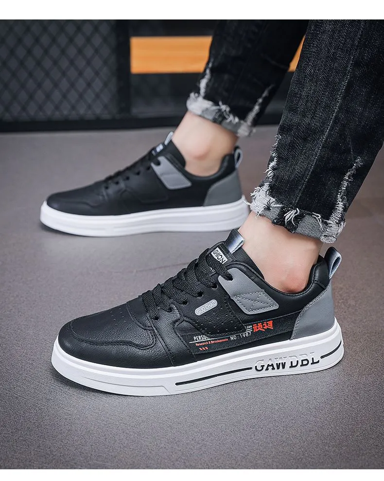 Men's Shoes Korean Style Trendy All-match Trendy Shoes Sports Winter 2023 New White Shoes Skate Shoes Waterproof Casual Leather Shoes