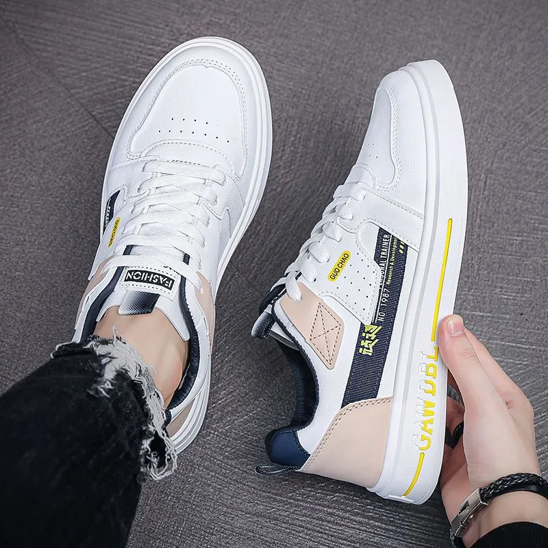Men's Shoes Korean Style Trendy All-match Trendy Shoes Sports Winter 2023 New White Shoes Skate Shoes Waterproof Casual Leather Shoes