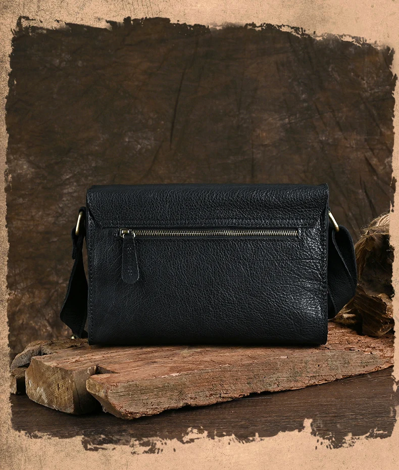 Ancient Trendy Guest Genuine Leather Men's Bag Single Shoulder Crossbody Bag Handmade Cowhide Backpack Simple Small Bag Crazy Horse Leather Men's Bag