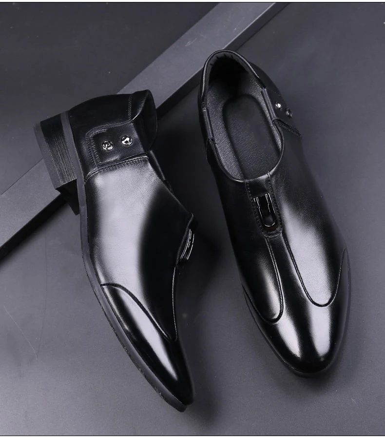 Men's Business Formal Wear Genuine Leather Black Patent Leather Shoes Men's Trendy Shoes for Work Spring and Autumn Korean Style British Pointed Toe Men's Shoes