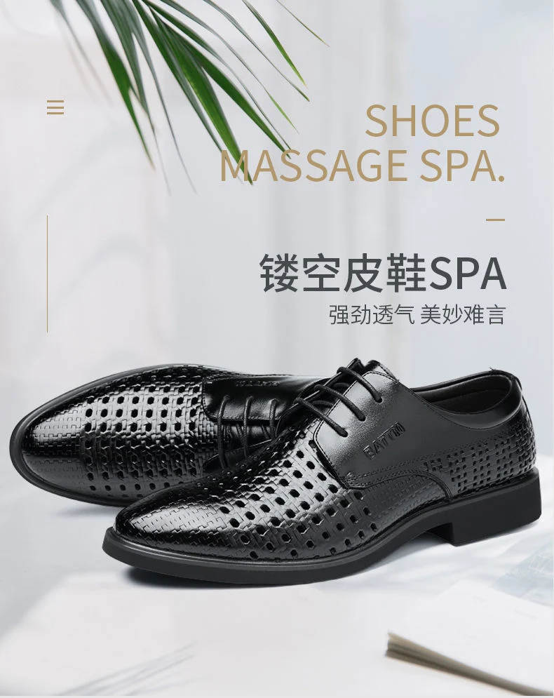 Ba Totem Summer Men's Shoes Genuine Leather Hollow Breathable Leather Shoes Men's Shoes Men's Korean Fashionable Business Dress Shoes Men's