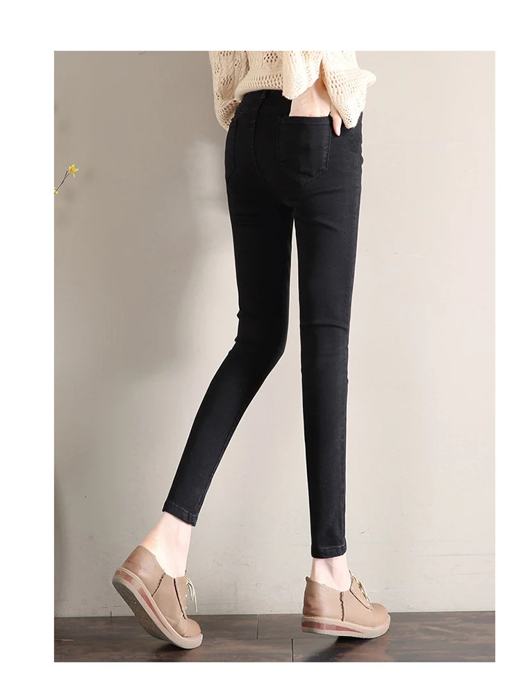Dark Blue Jeans Women's 2023 New Summer High Waist Summer Thin Stretch Slim-Fit Small Feet Nine-point Tight
