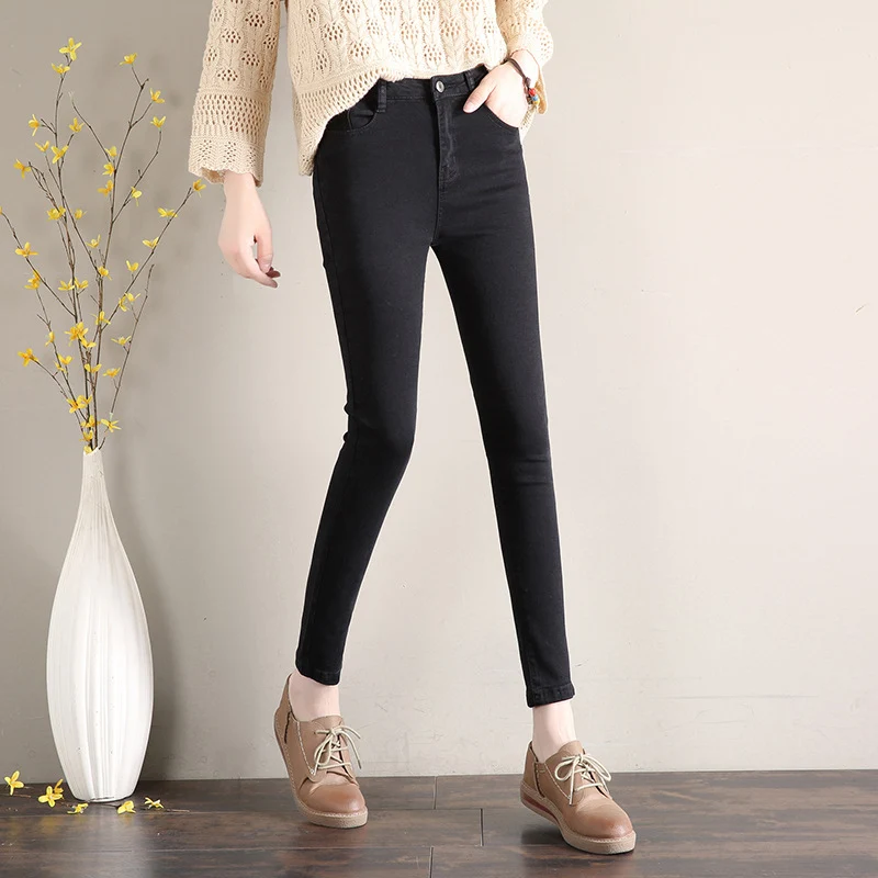 Dark Blue Jeans Women's 2023 New Summer High Waist Summer Thin Stretch Slim-Fit Small Feet Nine-point Tight