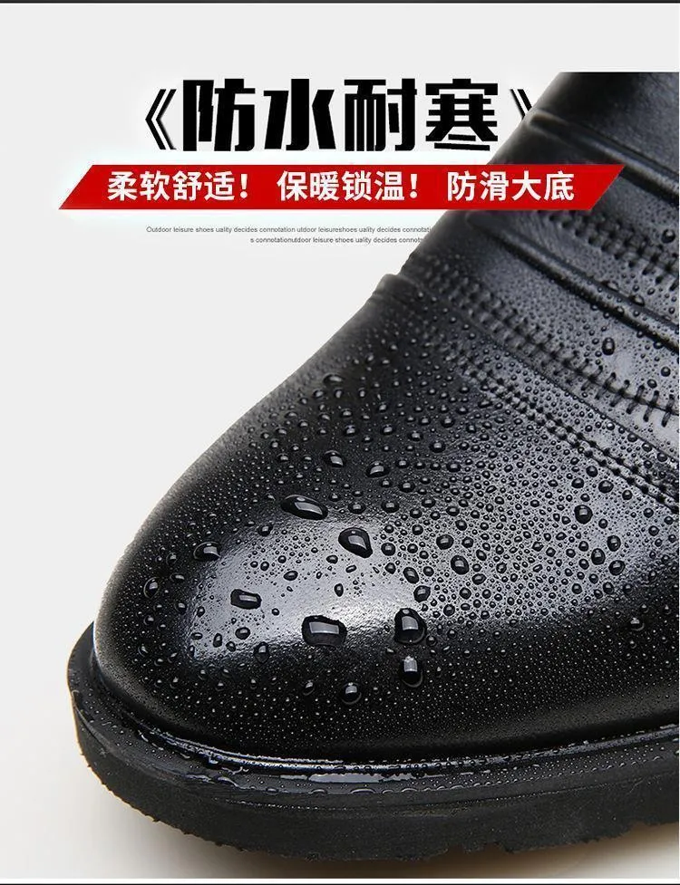 Men's cotton-padded shoes fleece-lined warm versatile business casual leather cowhide cotton-padded shoes non-slip dad snow boots