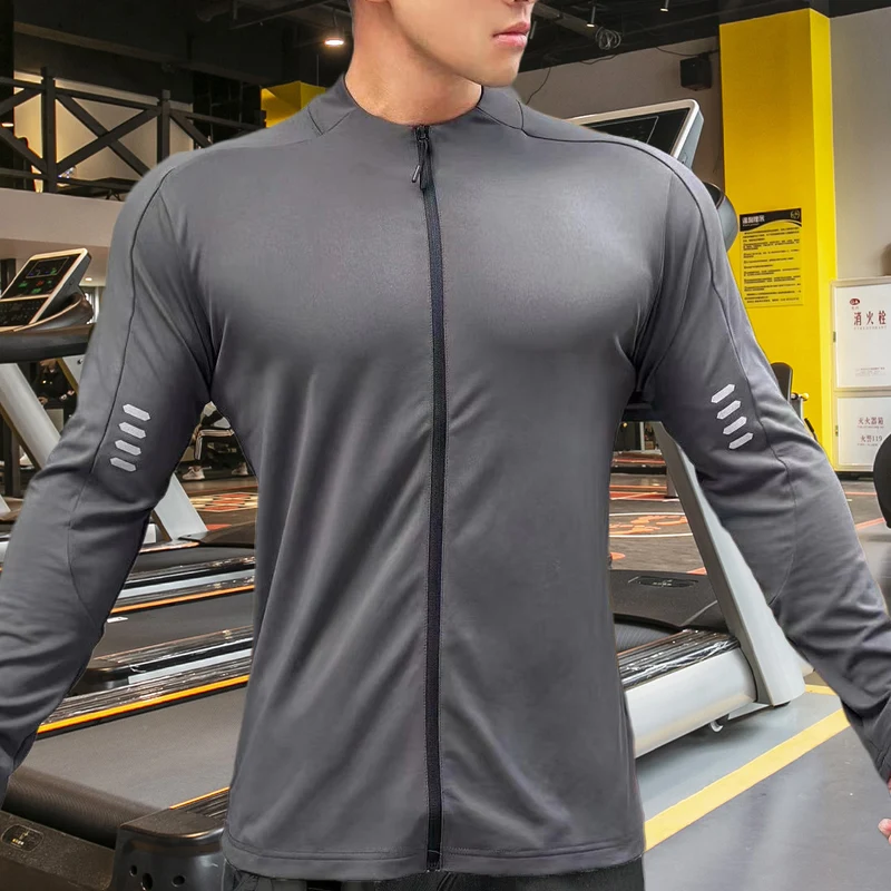 Cross-border New Men's Zipper Long-sleeved Top Training All-match Men's Loose Autumn Sports Long-sleeved T-shirt Breathable Men