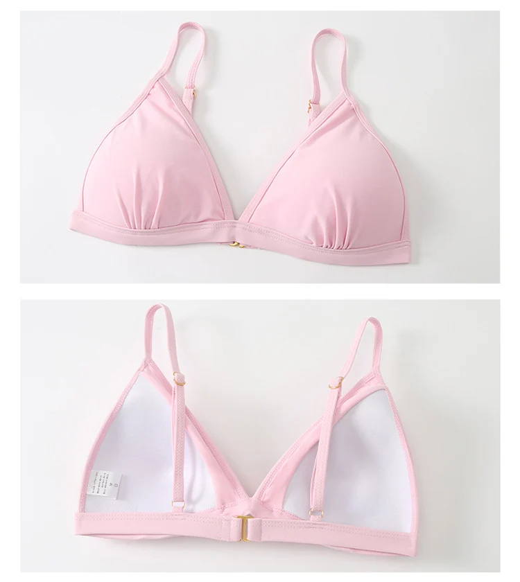 2024 new swimsuit women's split four-piece suit belly covering slimming gathered small chest South Korea ins style Hot Spring