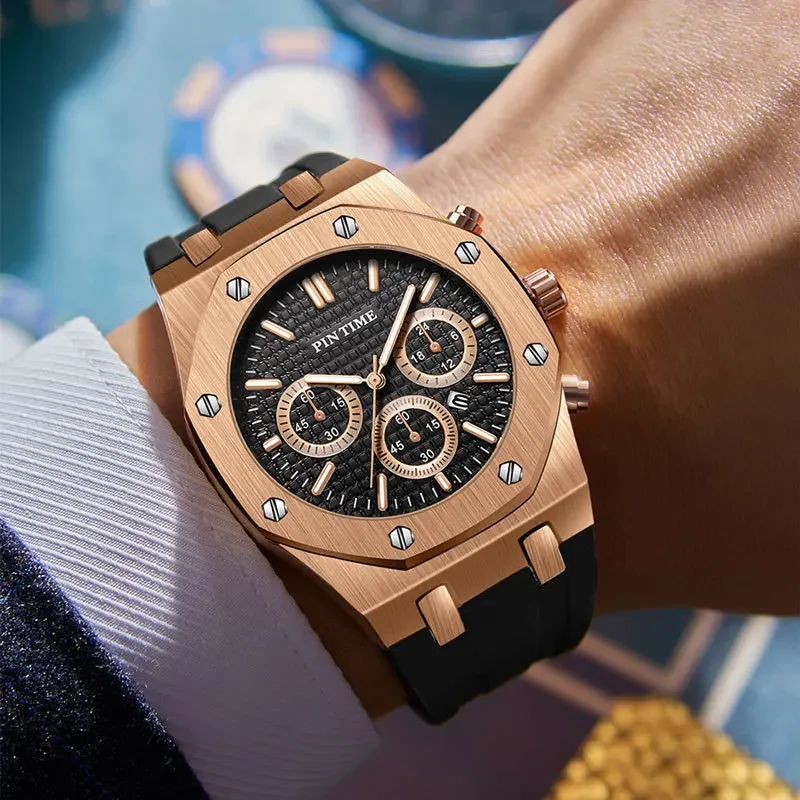 Foreign Trade Products: Men's Watch with Three Dials, Multi-Functional, Sports, Waterproof, Men's Fashion Casual Watch, Cross-Border Hot-Selling Item