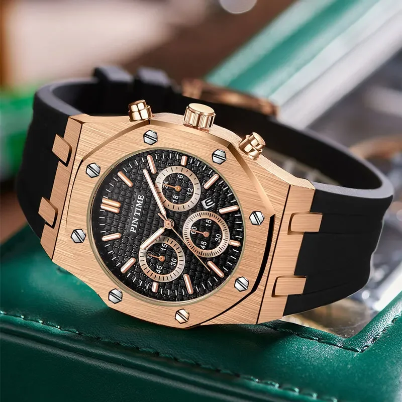 Foreign Trade Products: Men's Watch with Three Dials, Multi-Functional, Sports, Waterproof, Men's Fashion Casual Watch, Cross-Border Hot-Selling Item