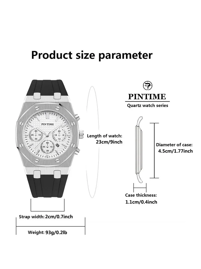 Foreign Trade Products: Men's Watch with Three Dials, Multi-Functional, Sports, Waterproof, Men's Fashion Casual Watch, Cross-Border Hot-Selling Item