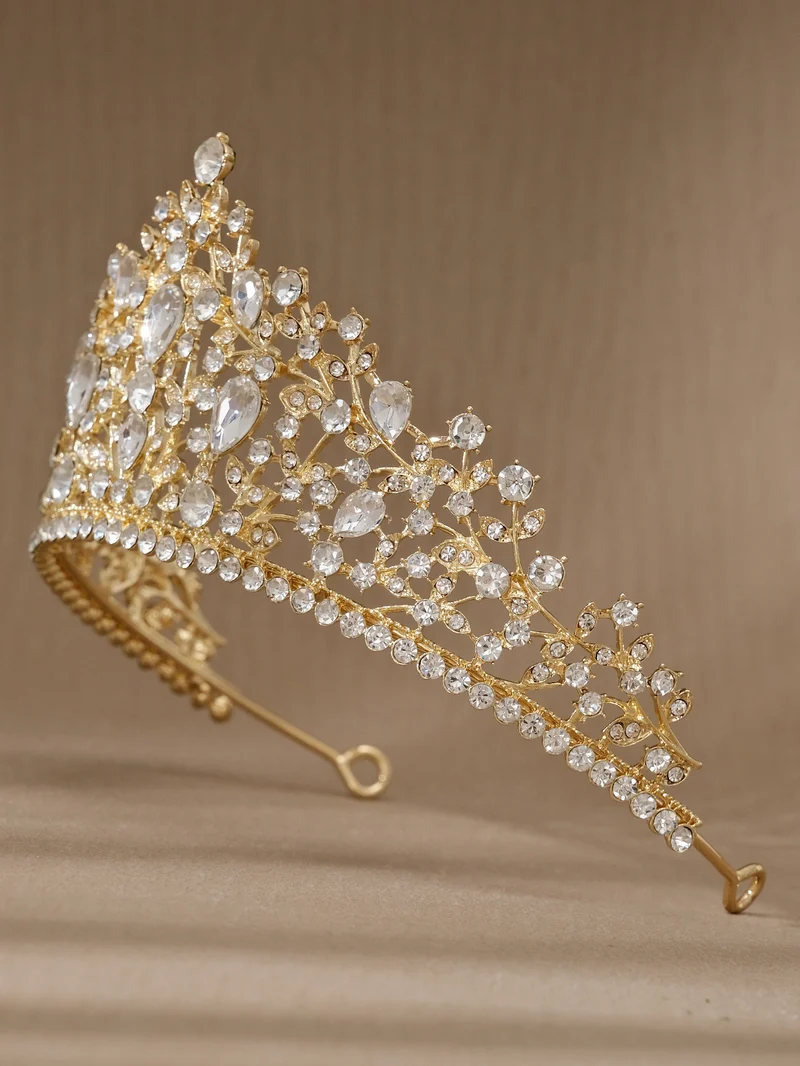 European and American All-match Bride Wedding Hair Accessories Light Luxury Full Diamond Birthday Party Crown Baroque Vintage Rhinestone Crown