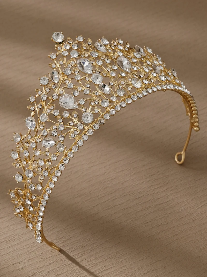 European and American All-match Bride Wedding Hair Accessories Light Luxury Full Diamond Birthday Party Crown Baroque Vintage Rhinestone Crown