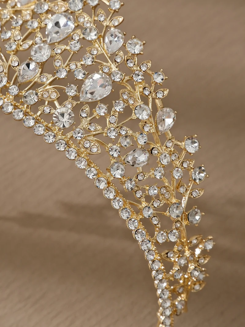 European and American All-match Bride Wedding Hair Accessories Light Luxury Full Diamond Birthday Party Crown Baroque Vintage Rhinestone Crown
