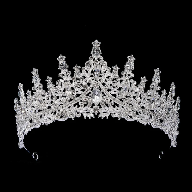 European and American Bride Jewelry Three-piece Suit High-class Dance Wedding Jewelry Alloy Diamond Crown Necklace Earrings suit