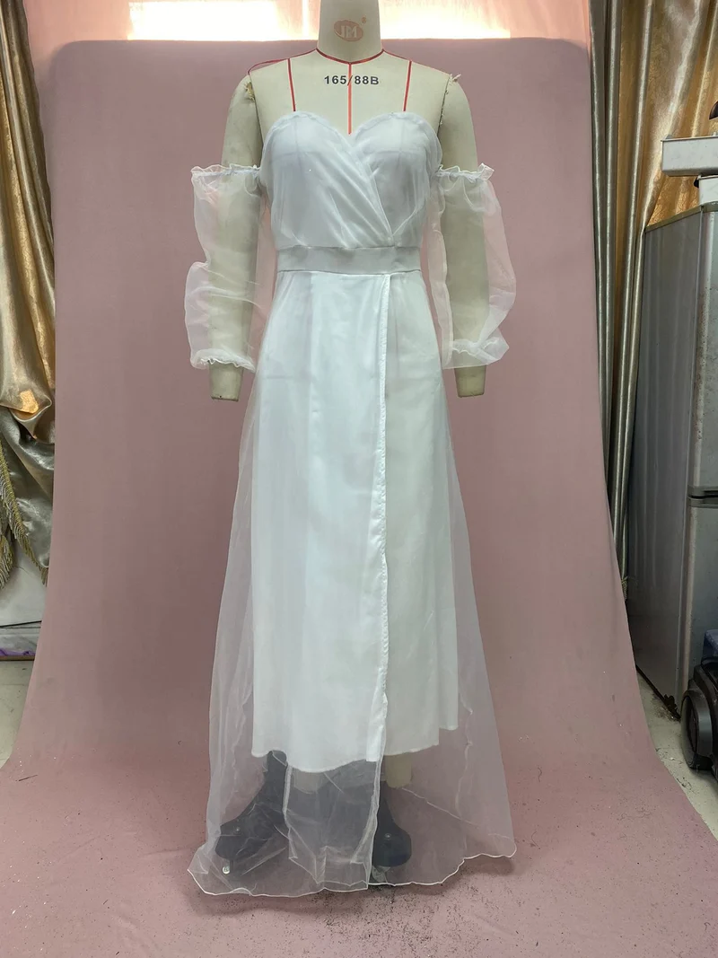 2026 European and American Autumn and Winter New Long-Sleeve Party Dress Amazon Long Elegant Mid-Waist Chiffon Women's Dress