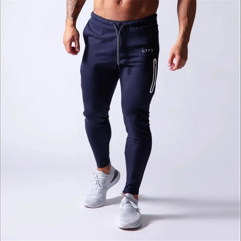 2019 Men's Sports Pants Men's Slim-Fit Elastic Invisible Zipper Casual Pants Stretch Cotton Foot-Retaining Pants Men's