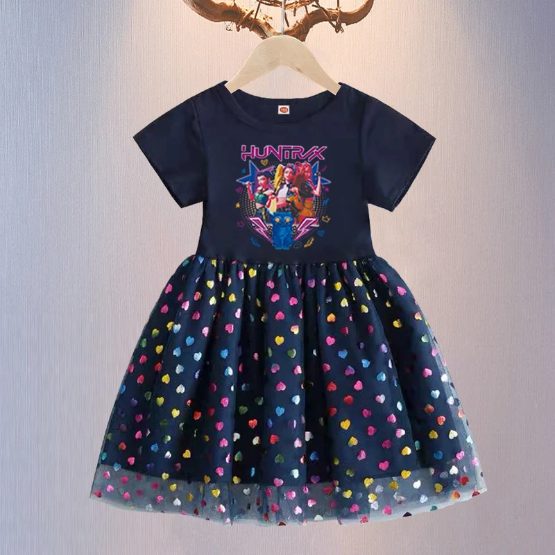 New Girls Dress Summer Short-Sleeved Princess Dress Children's Clothing Children's Gauze Skirt Girl Skirt Hunter Witch Group