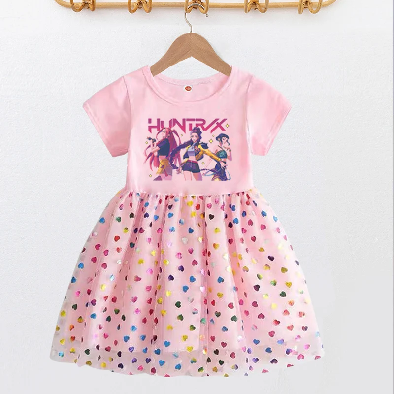 New Girls Dress Summer Short-Sleeved Princess Dress Children's Clothing Children's Gauze Skirt Girl Skirt Hunter Witch Group