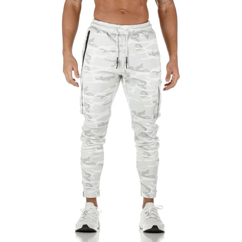 Cross-Border Men's Casual Versatile Sports Overalls Cotton Running Fitness Camouflage Trousers Zipper Decorative Trousers