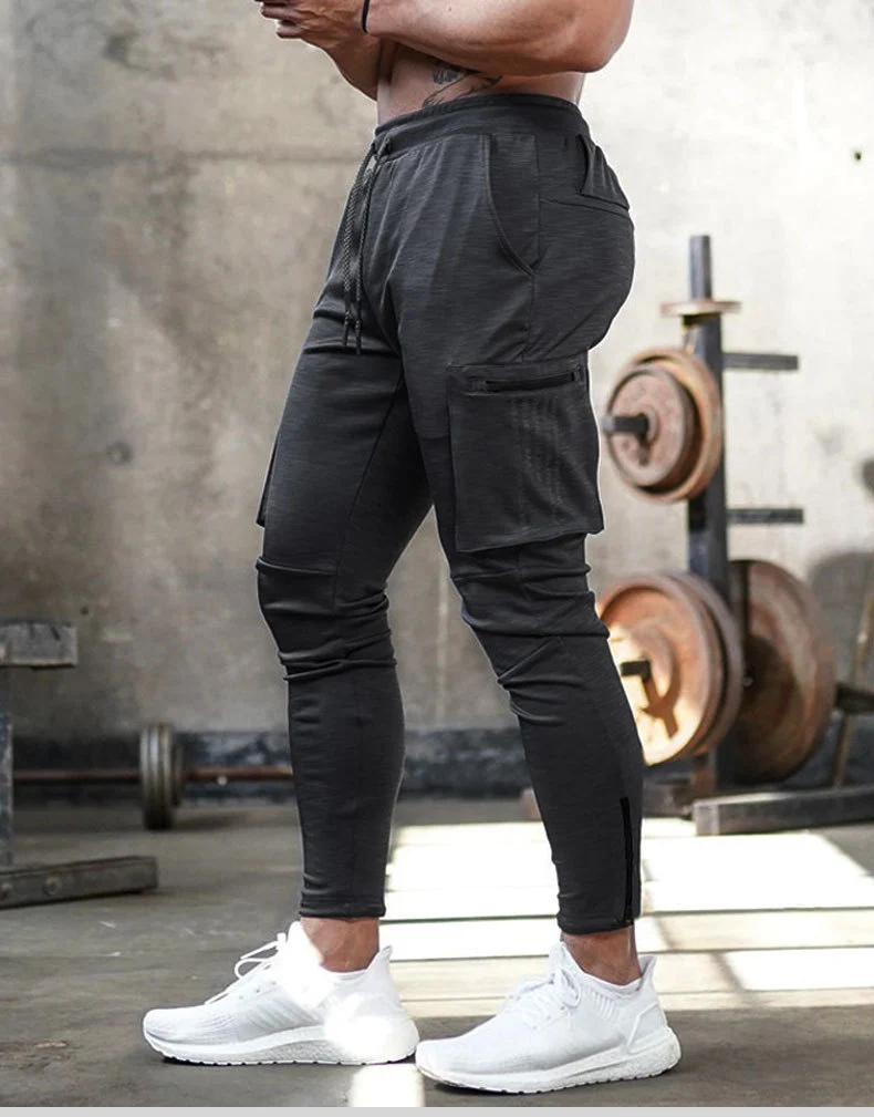 Cross-Border Men's Casual Versatile Sports Overalls Cotton Running Fitness Camouflage Trousers Zipper Decorative Trousers