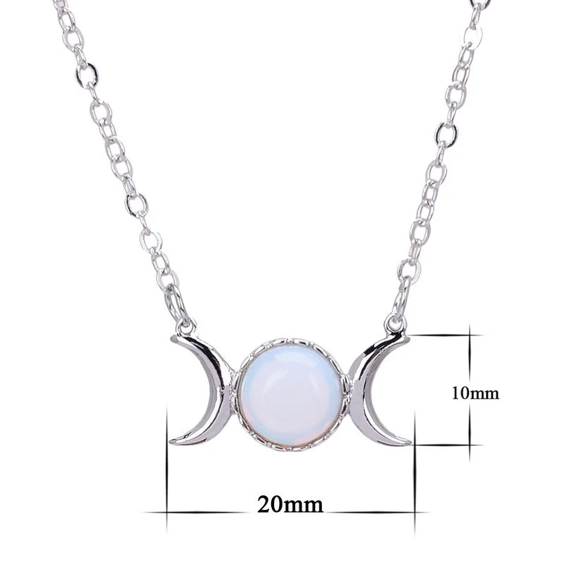 Turquoise Necklace European and American Tiger Eye Stone Choker Stainless Steel Accessories Moon Pendant Women's Non-Fading Gold Clavicle Chain