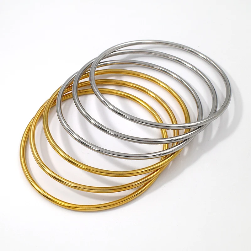 Cross-Border Round Simple Bracelet Titanium Steel Non-Fading Jewelry Light Luxury High-End Coil Bracelet Stainless Steel Jewelry