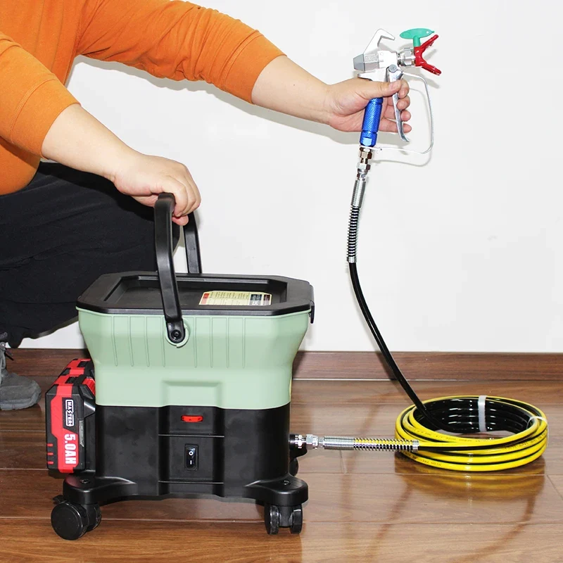Professional Industrial LVLP Airless Spray Machine Dual 21V Batteries Long-Lasting Brushless Motor 4000PSI Pressure 7L Cup