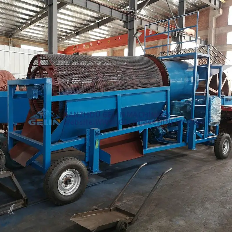 Popular Gold Separator Trommel Screen with Sluice Box Gold Mat and Water Pump
