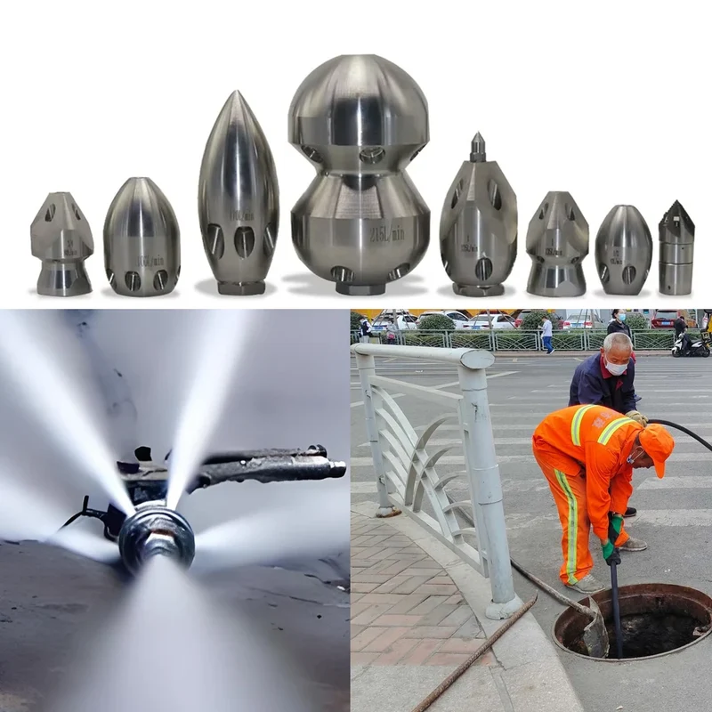1/2 G1/2 High Pressure 8-Hole Nozzle Sewage Sludge Pipeline Flushing Gun Nozzle for Cleaning and Washing Tool Kit