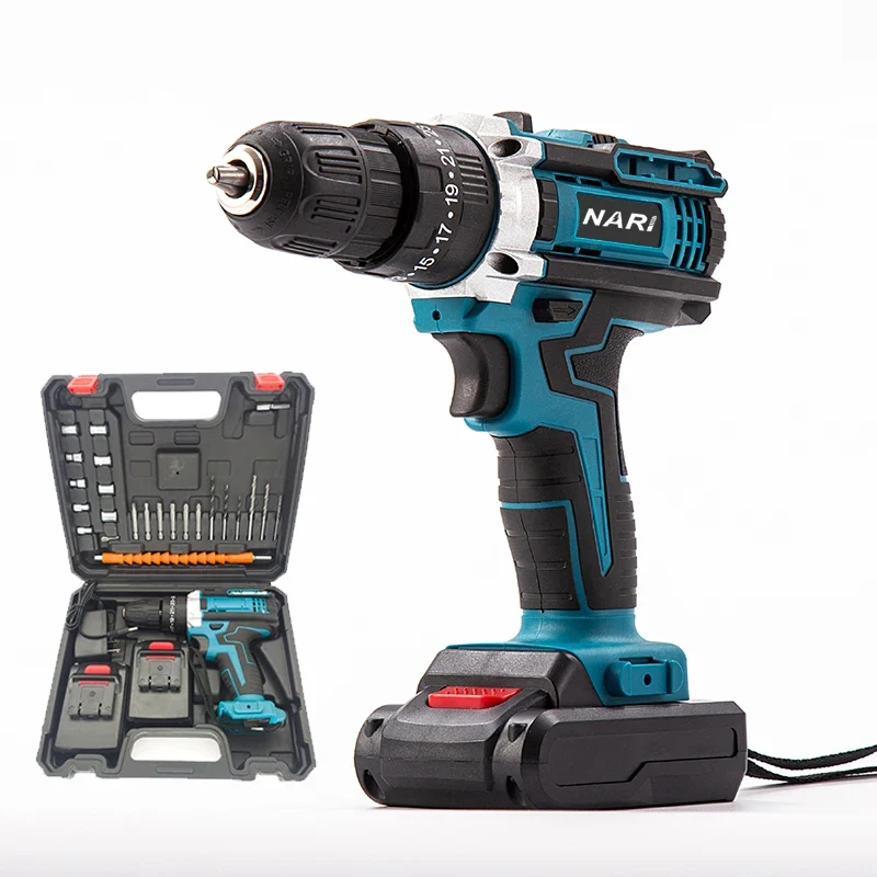 21V Lithium Battery Rechargeable 3-Function Impact Drill Set New Power Tool with OEM Customization Includes Screwdriver Set