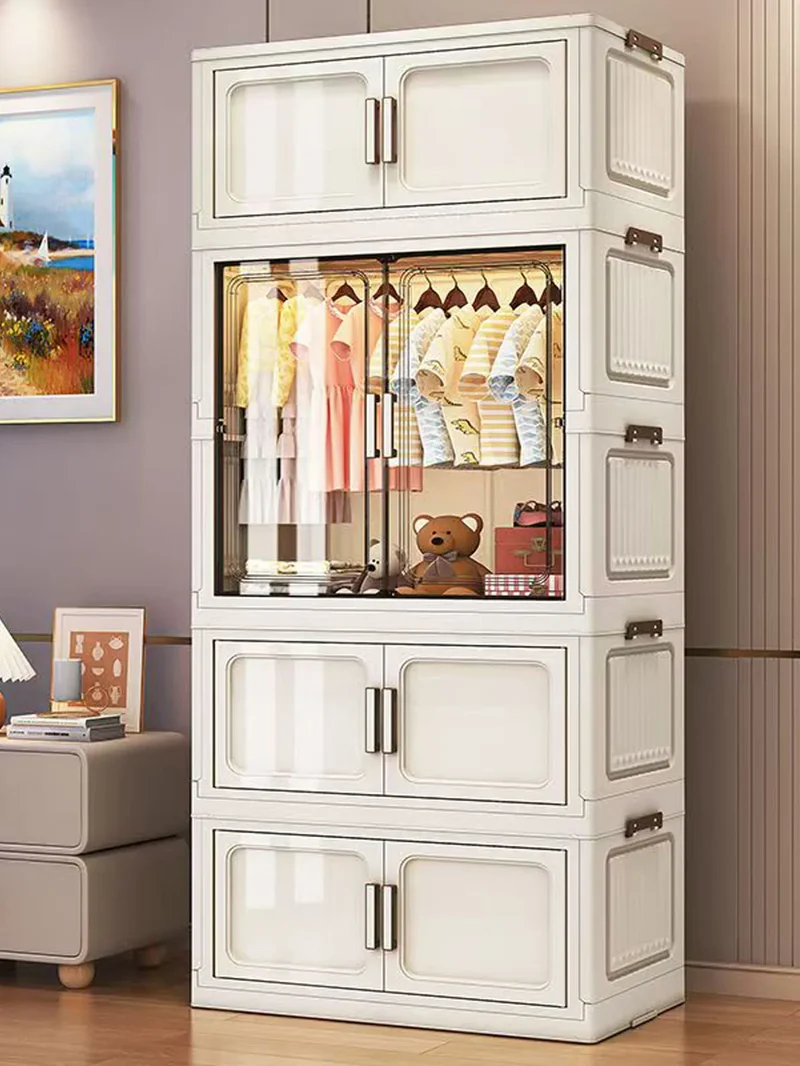 Multi-Functional Folding Storage Cabinet with Doors White/Black/Gray for Home Office Kitchen Bathroom Organizer