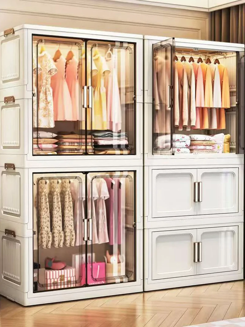 Multi-Functional Folding Storage Cabinet with Doors White/Black/Gray for Home Office Kitchen Bathroom Organizer