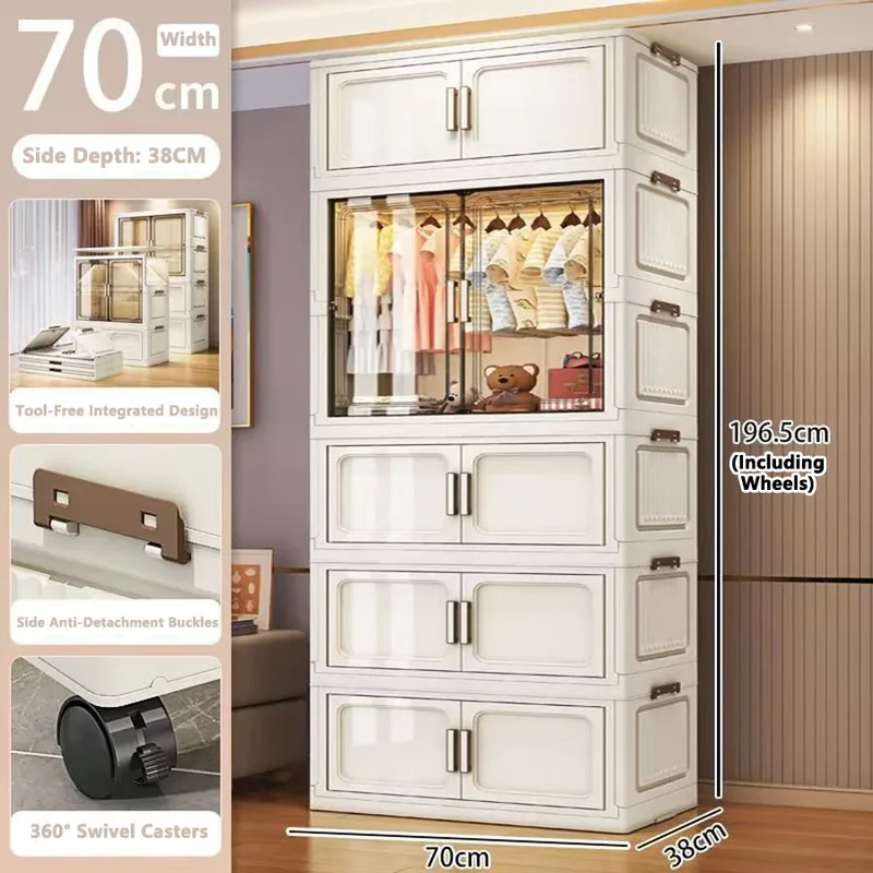 Multi-Functional Folding Storage Cabinet with Doors White/Black/Gray for Home Office Kitchen Bathroom Organizer