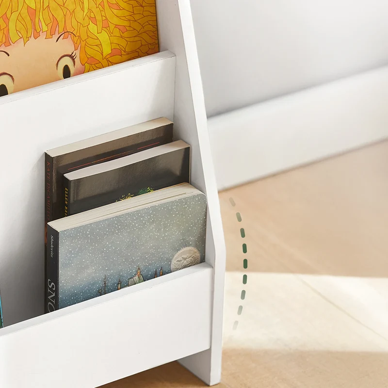 SoBuy KMB32 Children's Bookshelf Children's Shelf Newspaper stand with 4 Shelves storage Shelf for Children White