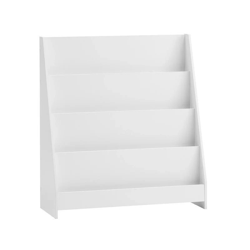 SoBuy KMB32 Children's Bookshelf Children's Shelf Newspaper stand with 4 Shelves storage Shelf for Children White
