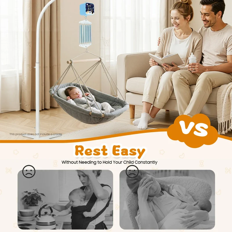 12W Electric Baby Swing Control, 7 Springs Baby Cradle Rocker Control, Adjustable Hanging Babies 0-12 Months